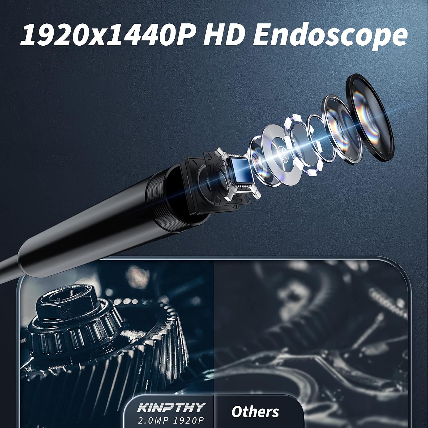 Kinpthy Endoscope Camera with Light,1920P HD Borescope Tools with 8 Adjustable LED Lights, Endoscope with Semi-Rigid Snake Camera, Inspection Borescope for iOS and Android-16.4ft Single Lens - Image 7