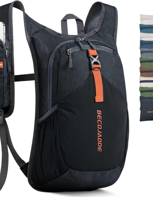 BECOJADDE 15L Small Hiking Backpack for Men Women Foldable Packable Back Pack Ultralight Hiking Daypack for Travel Camping Outdoor, Black