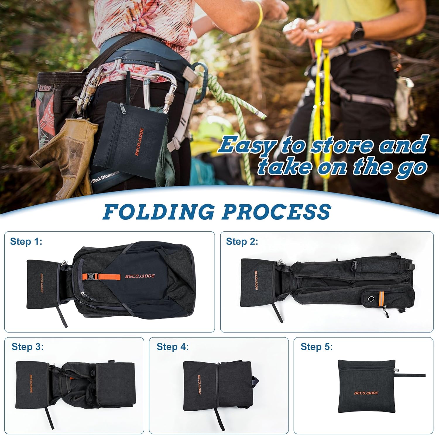 BECOJADDE 15L Small Hiking Backpack for Men Women Foldable Packable Back Pack Ultralight Hiking Daypack for Travel Camping Outdoor, Black - Image 6