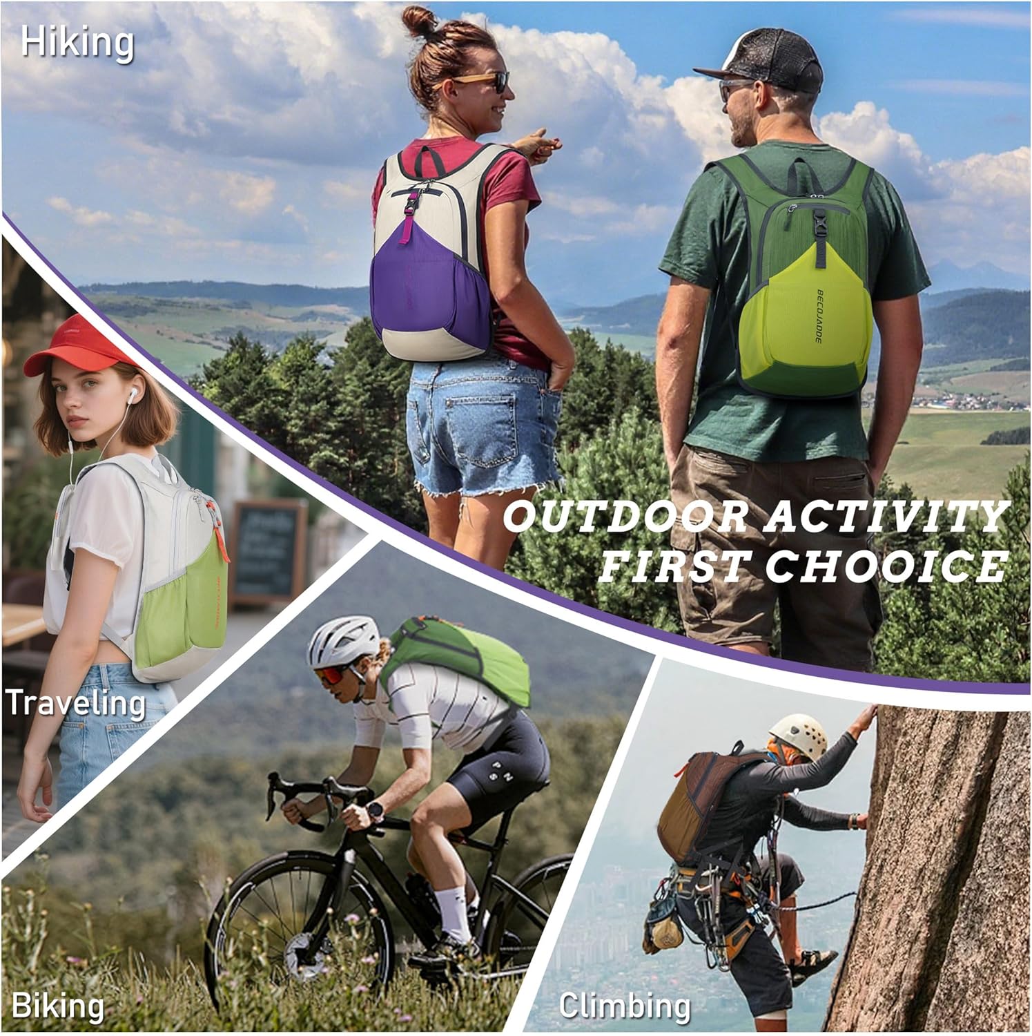 BECOJADDE 15L Small Hiking Backpack for Men Women Foldable Packable Back Pack Ultralight Hiking Daypack for Travel Camping Outdoor, Black - Image 7