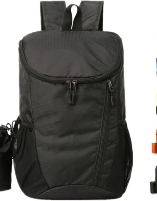 Portable Foldable Backpack Folding Mountaineering Bag, Ultralight Outdoor Cycling Rucksack, Travel Hiking Knapsack (Black)