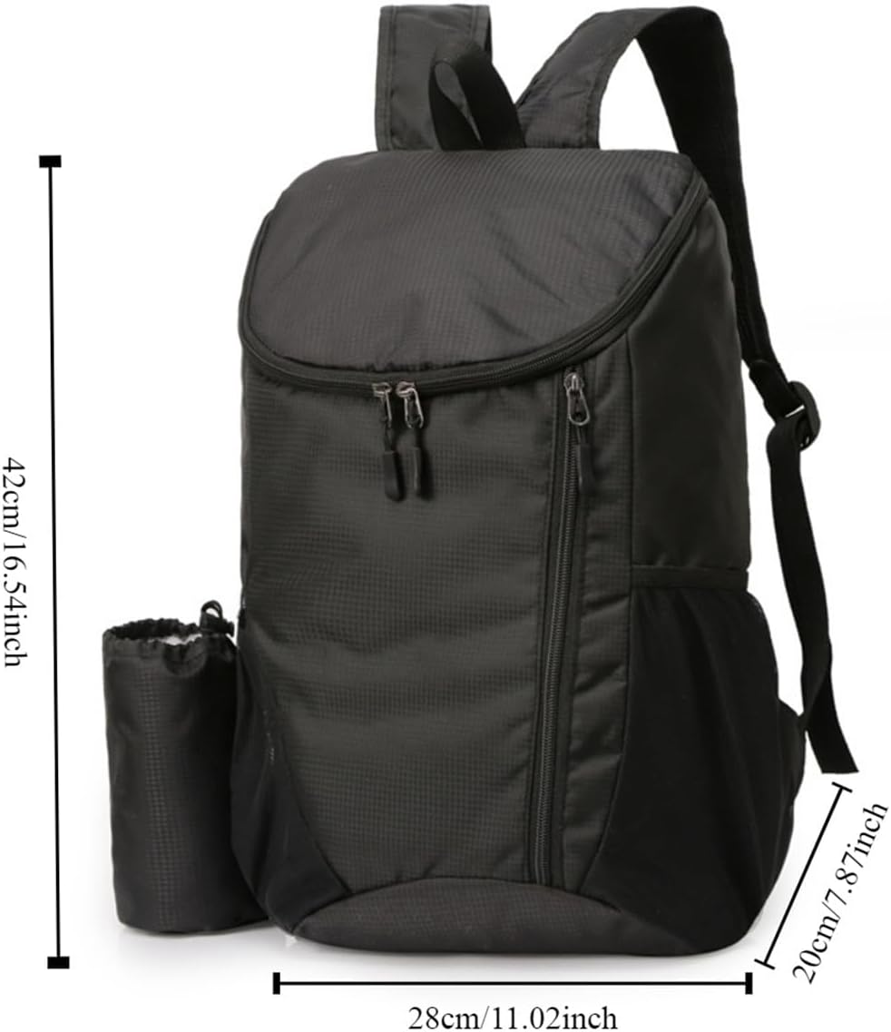 Portable Foldable Backpack Folding Mountaineering Bag, Ultralight Outdoor Cycling Rucksack, Travel Hiking Knapsack (Black) - Image 2