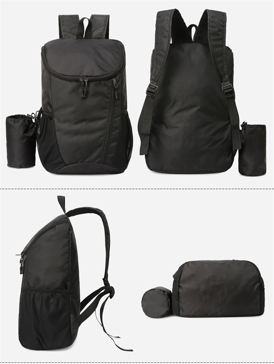 Portable Foldable Backpack Folding Mountaineering Bag, Ultralight Outdoor Cycling Rucksack, Travel Hiking Knapsack (Black) - Image 3