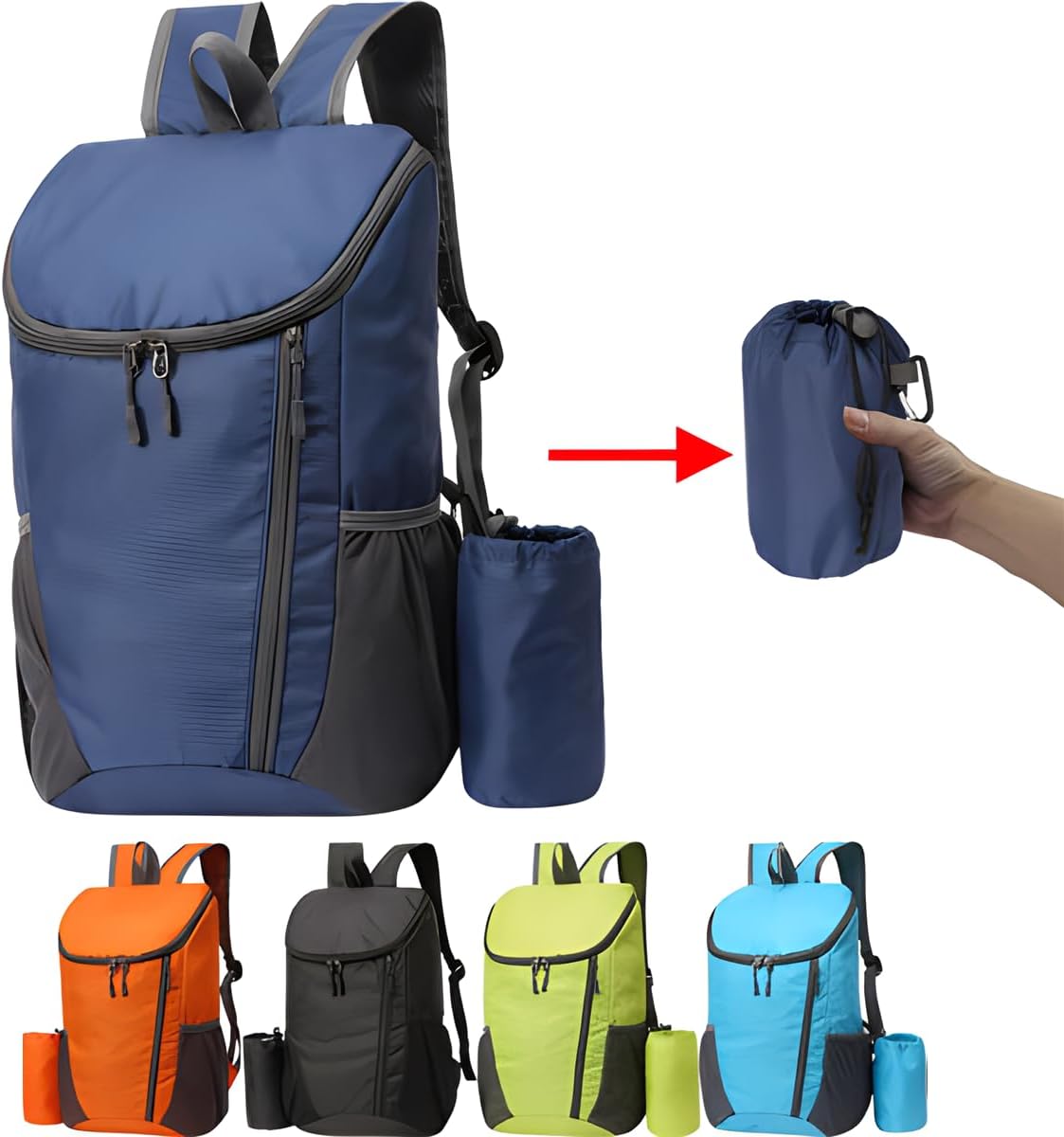 Portable Foldable Backpack Folding Mountaineering Bag, Ultralight Outdoor Cycling Rucksack, Travel Hiking Knapsack (Black) - Image 4