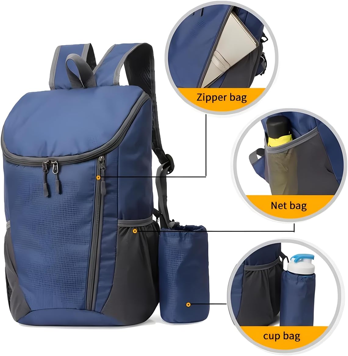 Portable Foldable Backpack Folding Mountaineering Bag, Ultralight Outdoor Cycling Rucksack, Travel Hiking Knapsack (Black) - Image 6
