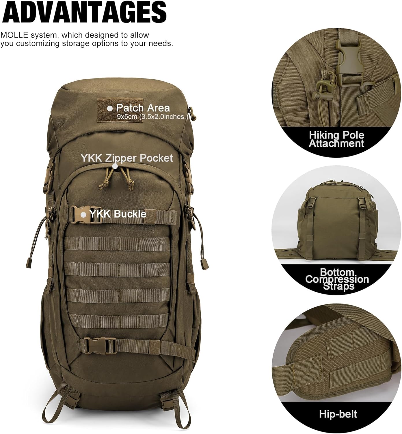 Mardingtop 50L Hiking Backpack,Backpacking Backpack with Rain Cover for Hiking,Backpacking,Rucking,Camping,Survival - Image 4